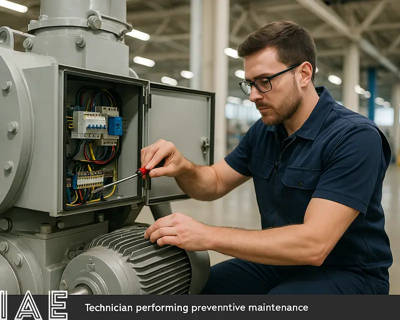 London technician checking automated production line for maintenance