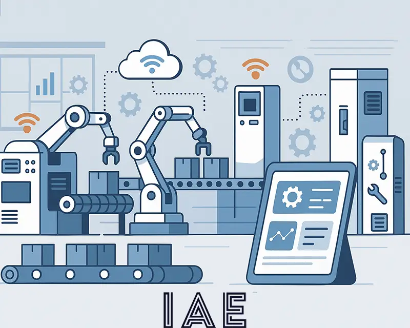 Connected IoT sensors on automated machinery in a smart UK factory
