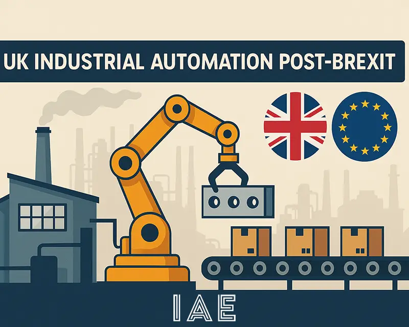 Robotic arms and automation systems in a UK factory after Brexit